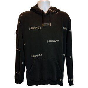 Supply & Demand New York City Spell Out Gold Black Hoodie Sweatshirt Sz.L